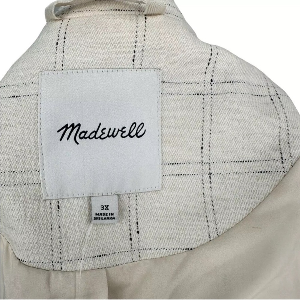 Madewell Cream/White Blazer Subtle Black Check Pattern Size 3X NWOT - Picture 7 of 8